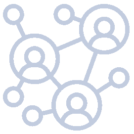 Hand with a continuous arrow around and a customer at the center