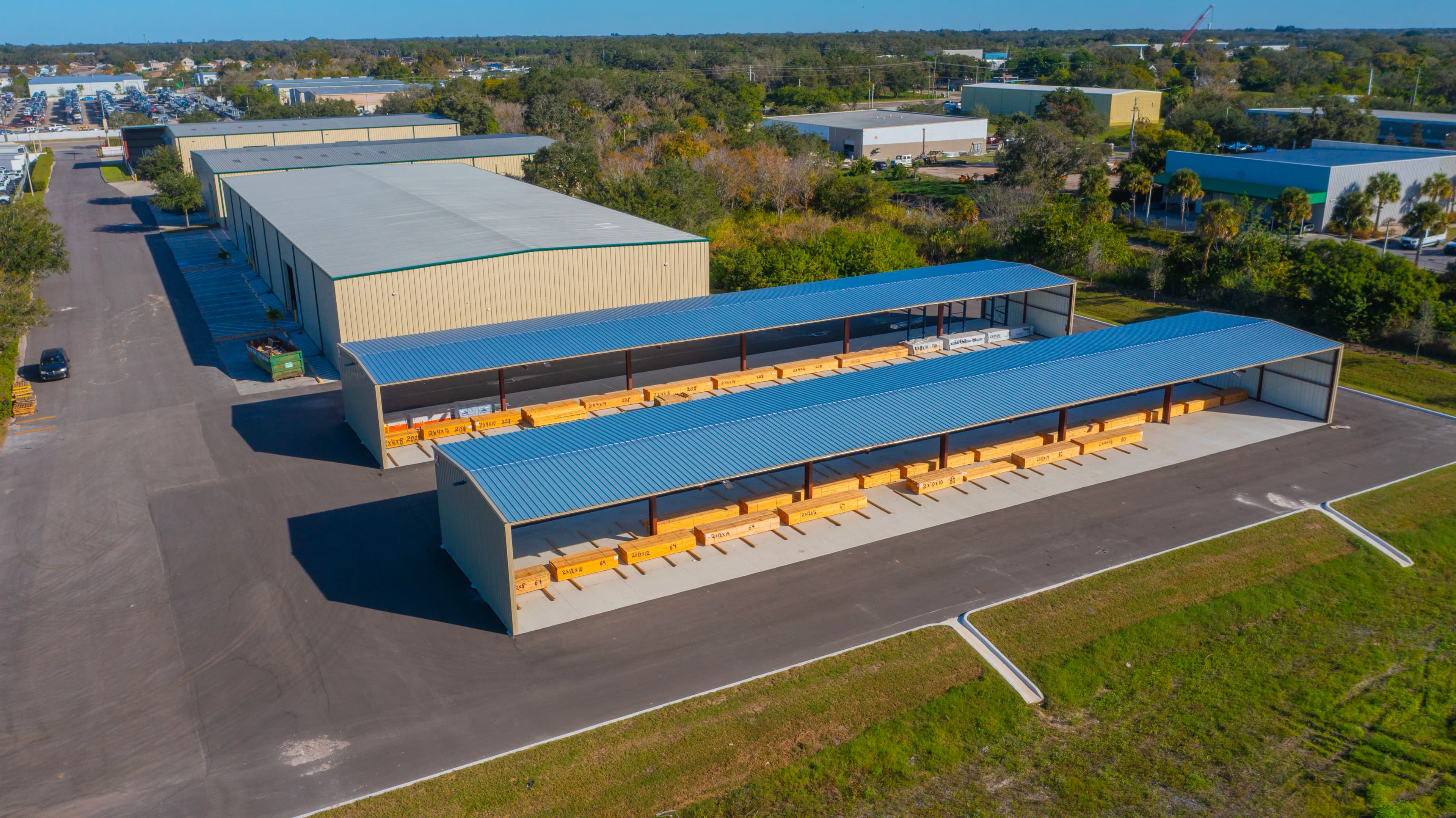 White airplane hangar with plane